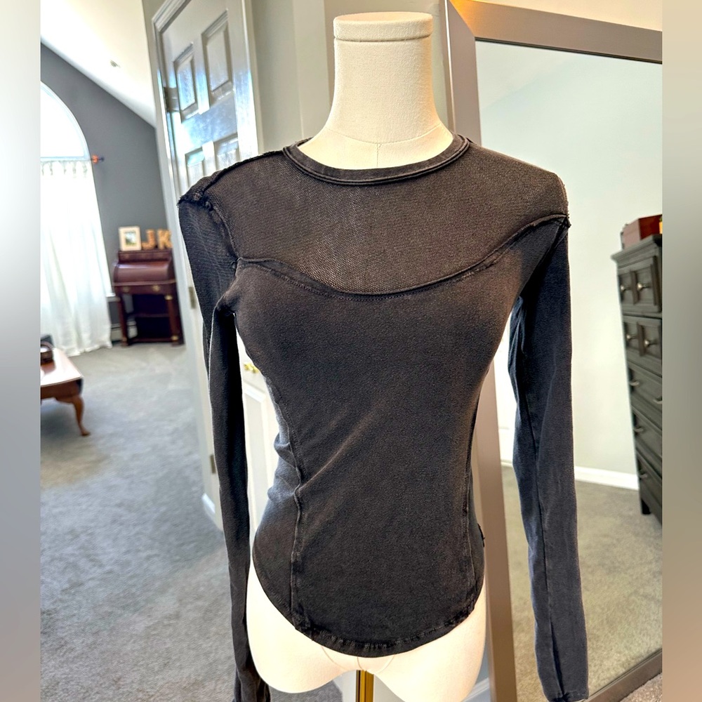 Free People (We the Free) long sleeve top with cotton sheer detail at top